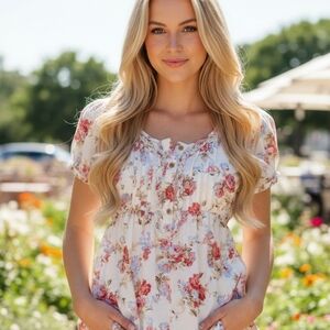 Dolled Up Floral Camisole in White and Pink